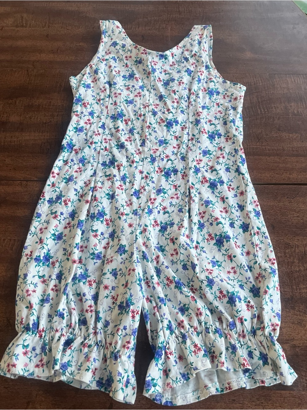 VNTG Rave Floral Romper Small Cottagecore Prairie Fairycore Lace Up ruffle leg - Picture 2 of 7